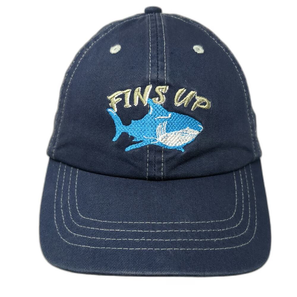 Margaritaville Fins Up Shark Blue Baseball Cap One Size Hat Slideback Contrast